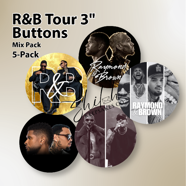 R&B Tour 3” Button Pack | Usher & Chris Brown Inspired Buttons | Concert Buttons | 5-Pack Collector Set