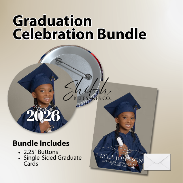 Graduation Celebration Bundle | Custom Photo Buttons + Thank You Cards | Personalized Graduation Package